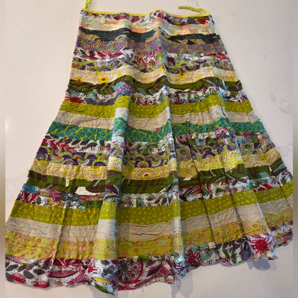 Multicolor Flare Patchwork Skirt Made In India 100% Cotton